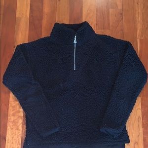 Fluffy black quarter zip